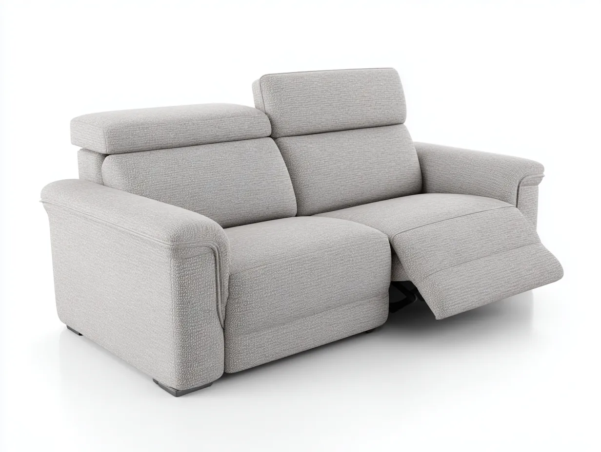 Divano reclinabile - Tessuto-metallo - 174x98x103 cm - Grigio chiaro - Stile moderno comfort relax-Favalyabode