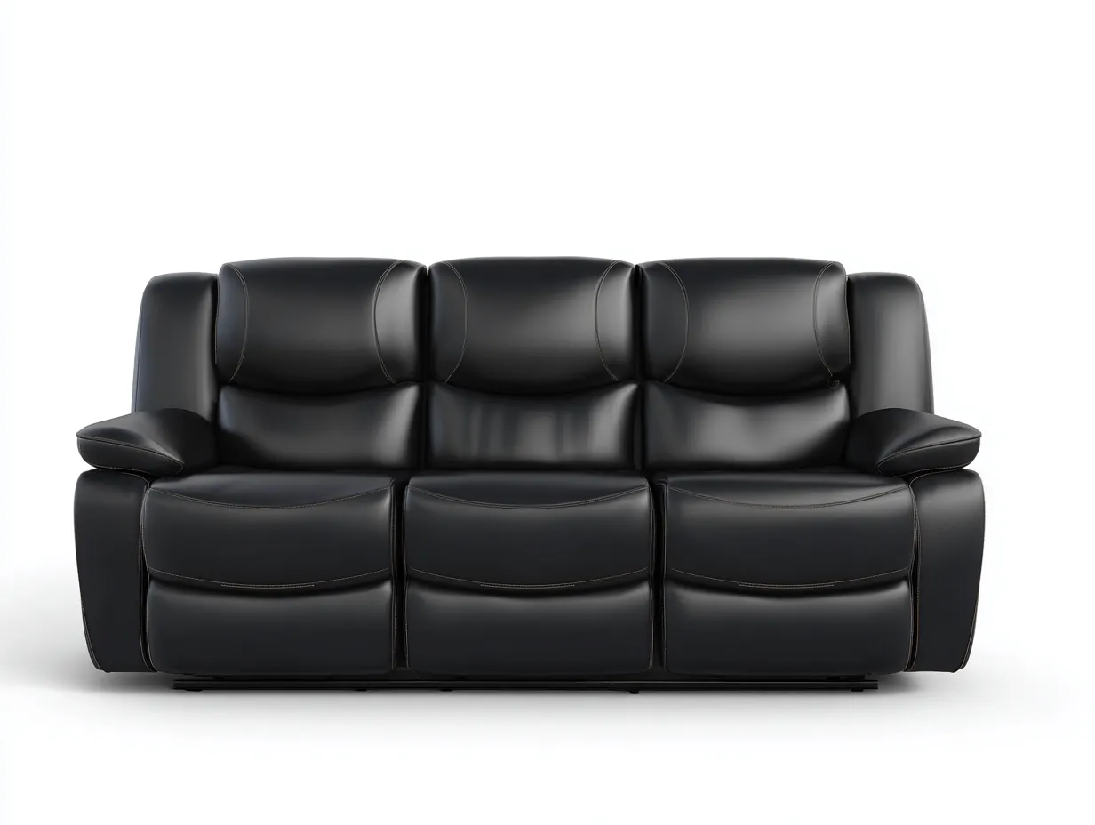 Divano reclinabile - Pelle sintetica-metallo - 215x99x104 cm - Nero - Stile moderno comfort relax-Favalyabode