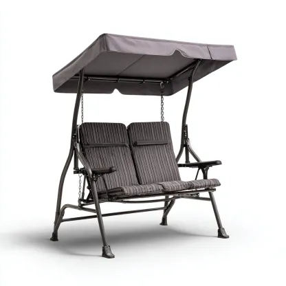 Balancelle de jardin structure acier 170x110x160 cm - gris foncé - détente extérieure avec auvent-Simorahaus