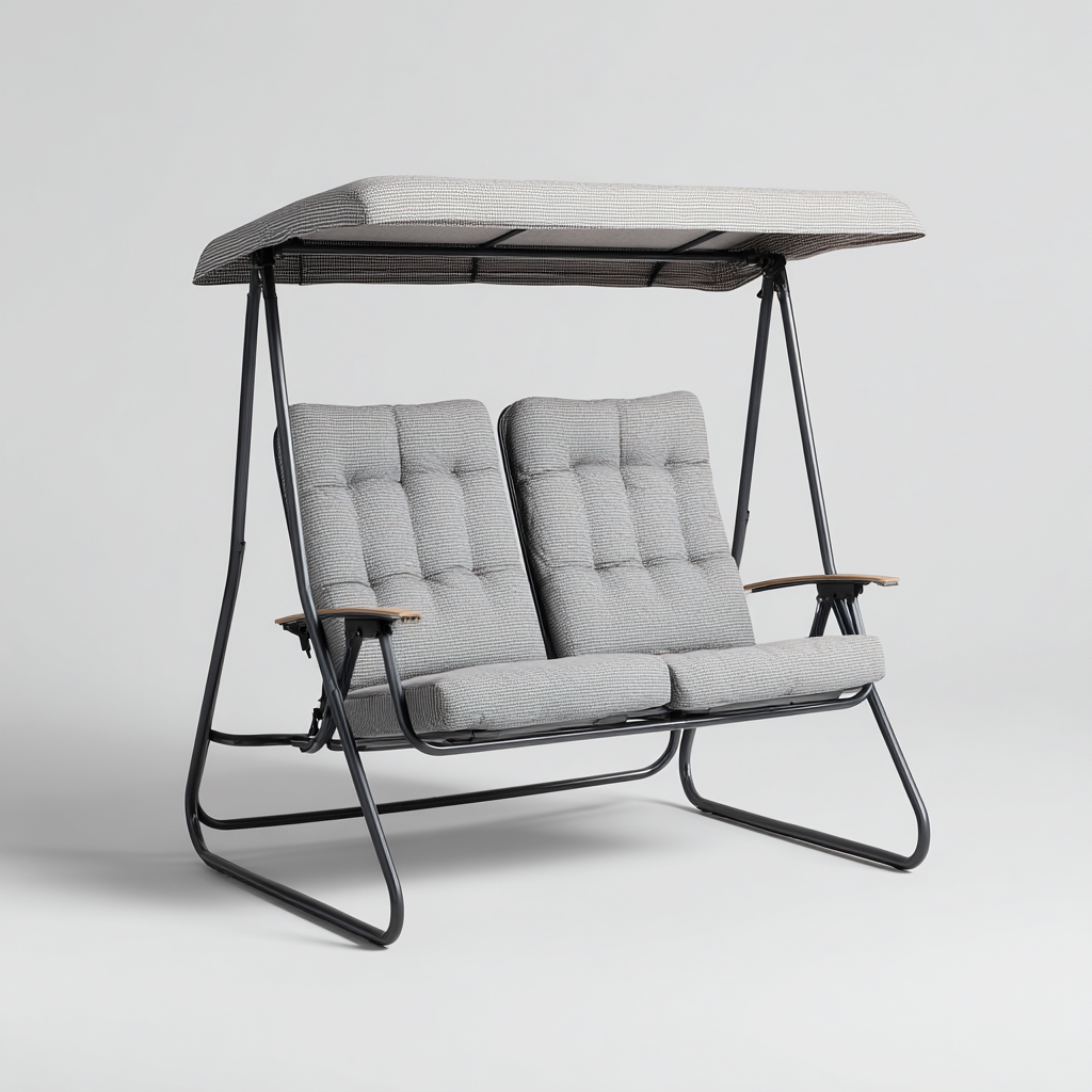 Balancelle de jardin 2 places structure en métal avec auvent 170x110x160 cm - gris - détente extérieure-Simorahaus