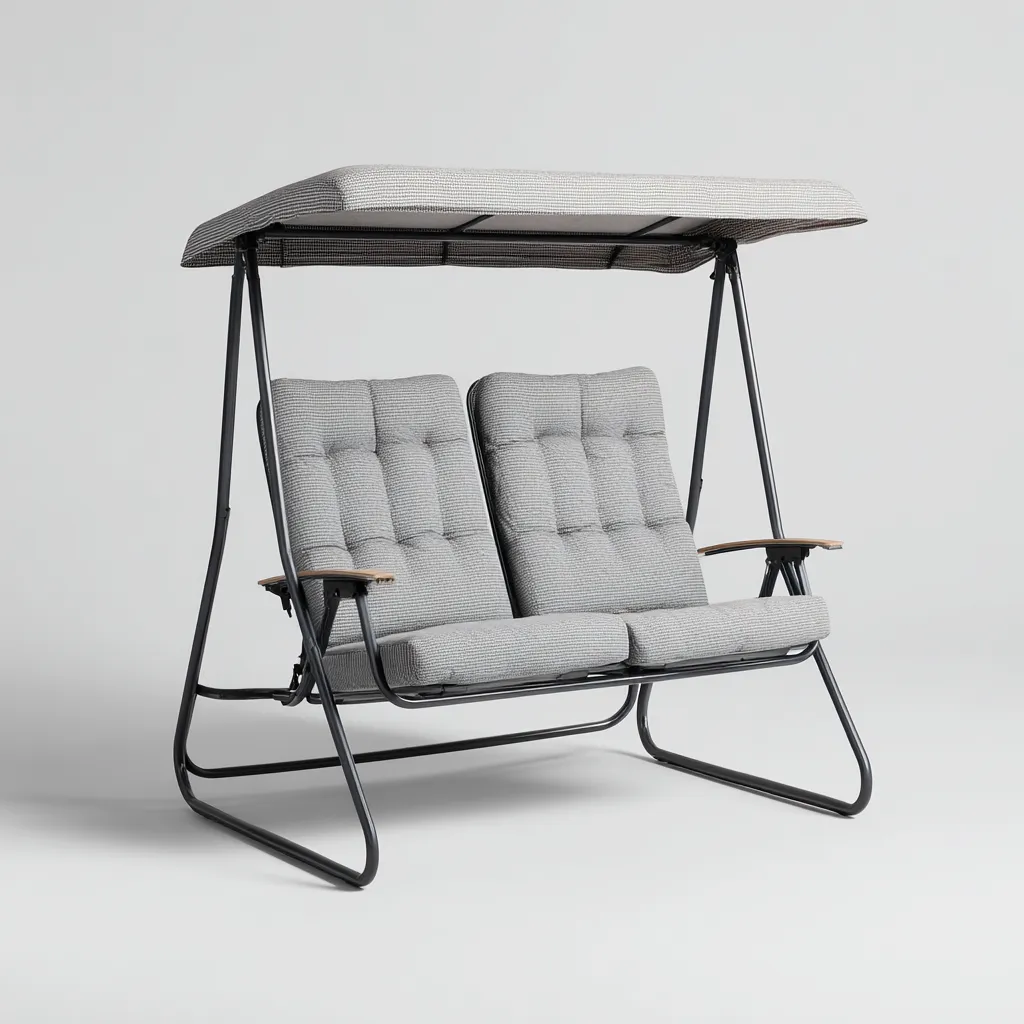Balancelle de jardin 2 places structure en métal avec auvent 170x110x160 cm - gris - détente extérieure-Simorahaus