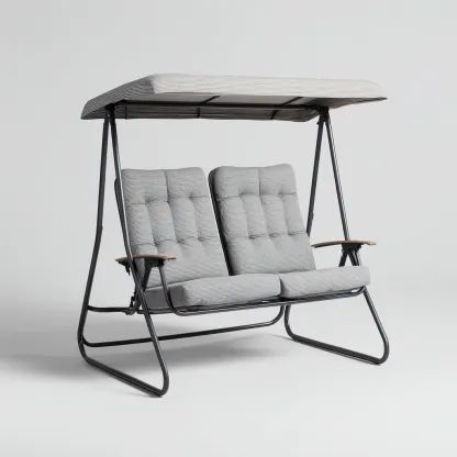 Balancelle de jardin 2 places structure en métal avec auvent 170x110x160 cm - gris - détente extérieure-Simorahaus