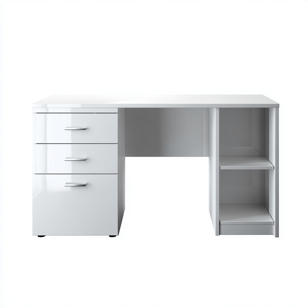 Bureau avec rangements en MDF 120x60x75 cm - Blanc - Design moderne pour bureau-Simorahaus