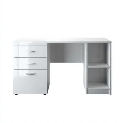Bureau avec rangements en MDF 120x60x75 cm - Blanc - Design moderne pour bureau-Simorahaus