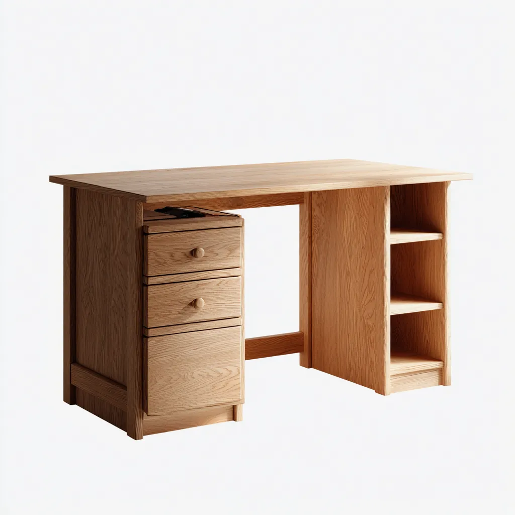 Bureau en bois avec rangement 140x60x75 cm - bois naturel - usage bureau-Simorahaus