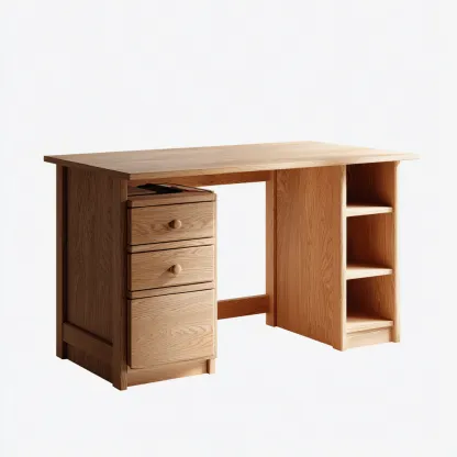 Bureau en bois avec rangement 140x60x75 cm - bois naturel - usage bureau-Simorahaus