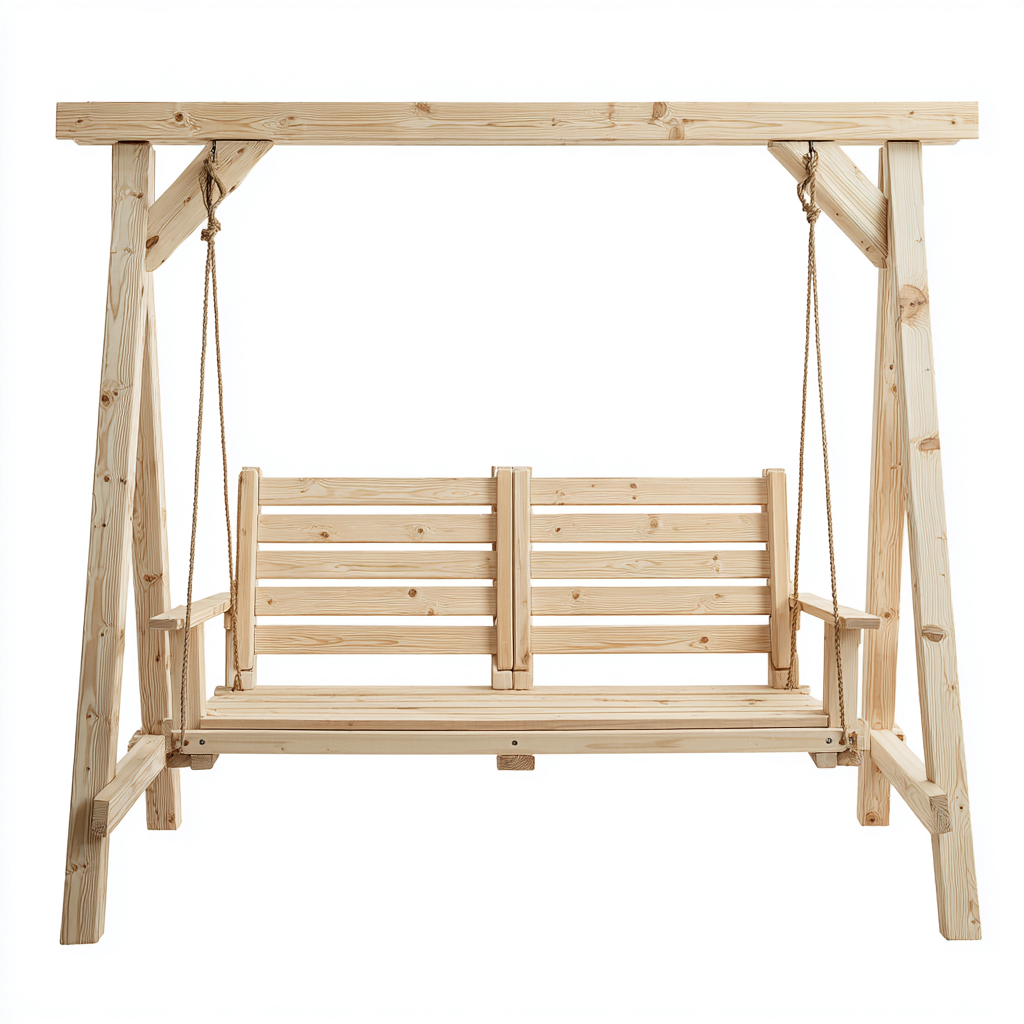 Balancelle de jardin en bois massif 200x120x180 cm - Bois naturel - Design rustique pour extérieur-Simorahaus