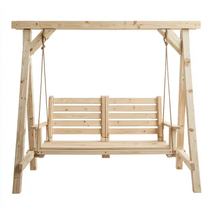 Balancelle de jardin en bois massif 200x120x180 cm - Bois naturel - Design rustique pour extérieur-Simorahaus