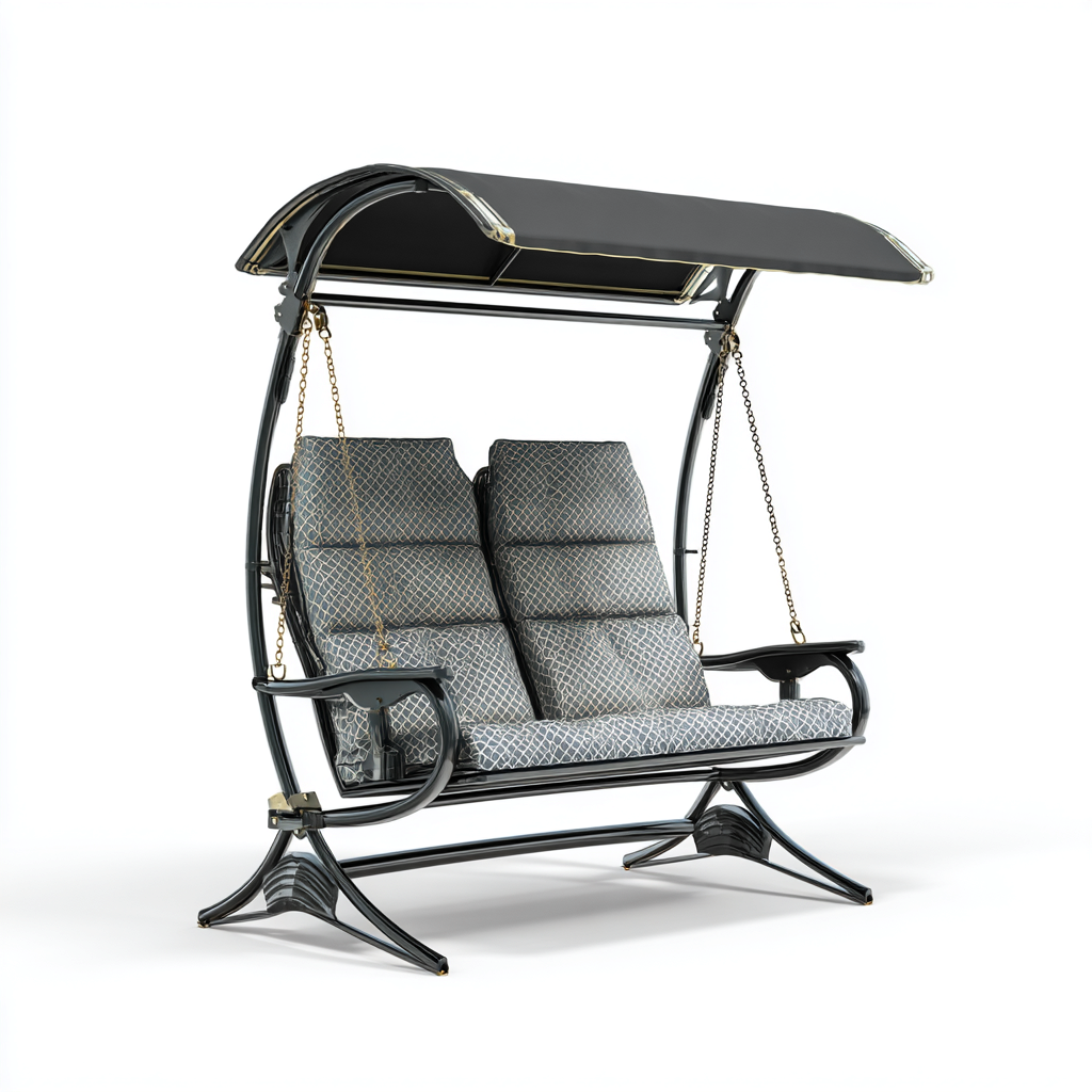 Balancelle de jardin 2 places structure en métal avec auvent 175x115x165 cm - noir-gris - détente extérieure-Simorahaus