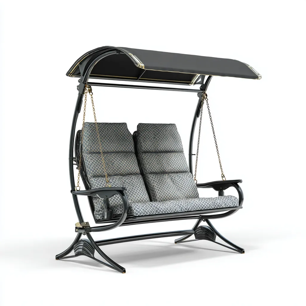 Balancelle de jardin 2 places structure en métal avec auvent 175x115x165 cm - noir-gris - détente extérieure-Simorahaus