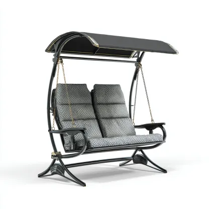 Balancelle de jardin 2 places structure en métal avec auvent 175x115x165 cm - noir-gris - détente extérieure-Simorahaus