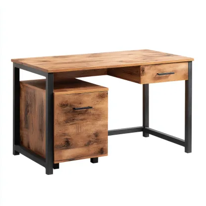Bureau en bois et métal 120x60x75 cm - Marron-Noir - Style industriel-Simorahaus