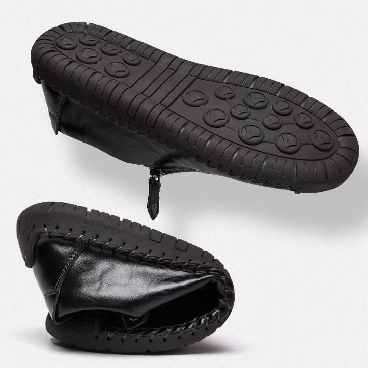 Phanile? Mens Handmade Side Zipper Casual Comfy Leather Slip On Loafers