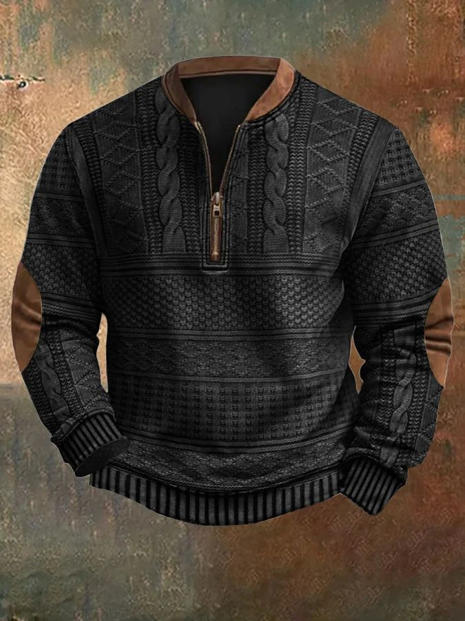 Men's Imitation Knitted Half-zip Sweatshirt