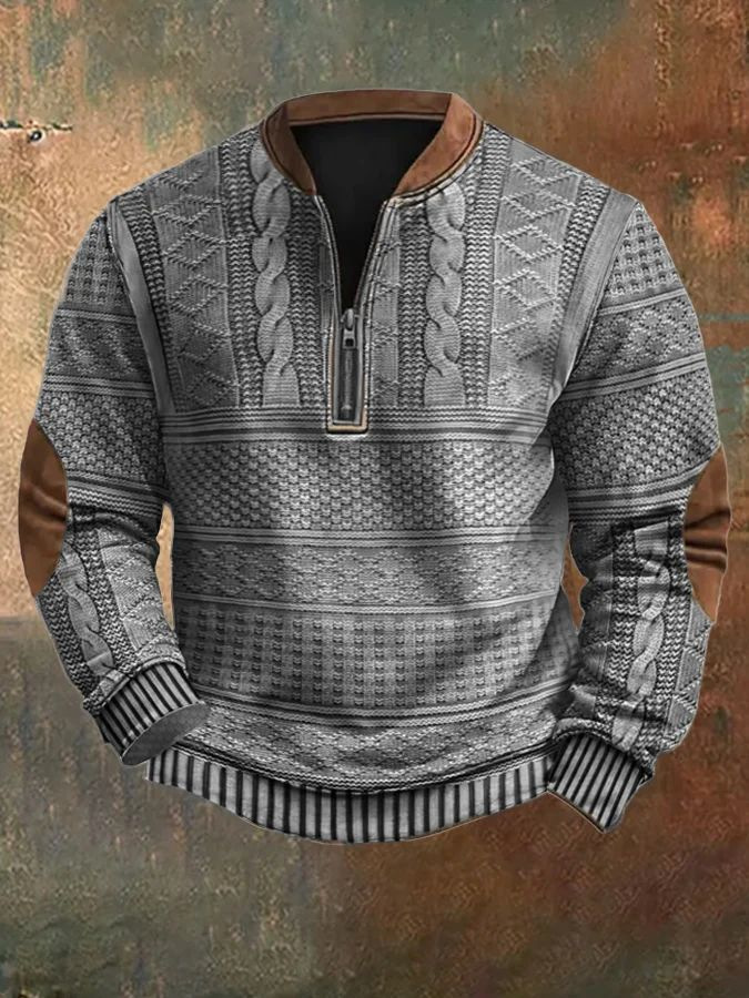 Men's Imitation Knitted Half-zip Sweatshirt