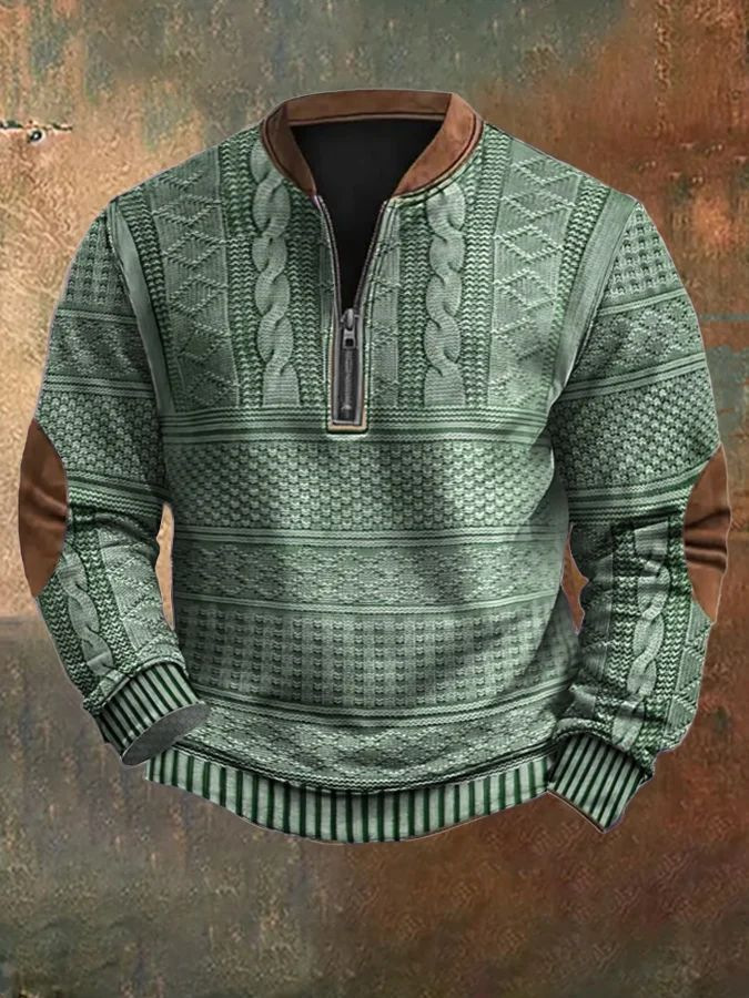 Men's Imitation Knitted Half-zip Sweatshirt