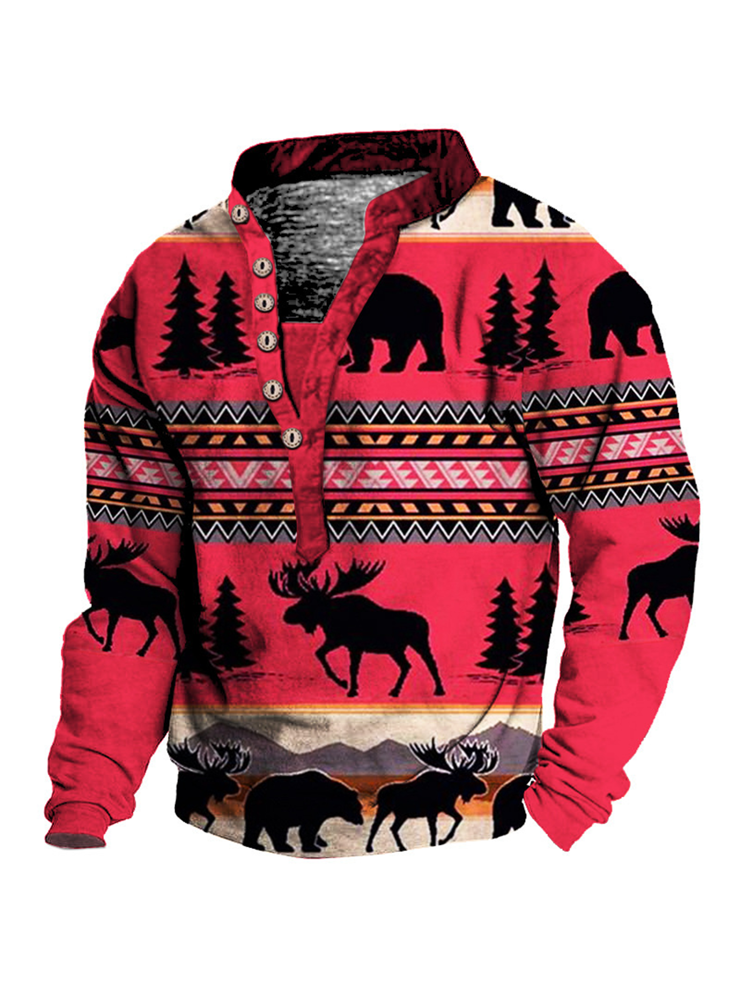 Men's Casual Zipper Pullover Long-sleeved Sweatshirt