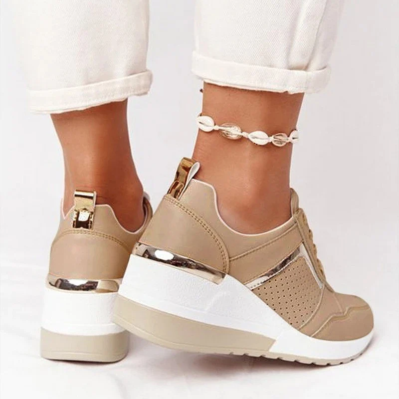 Orthopedic New Women Sneakers Lace-up Wedge Sport Design