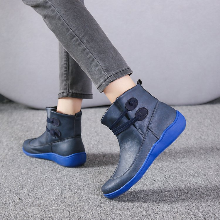 Women Snow Ankle Boots Waterproof Leather Orthopedic Shoes