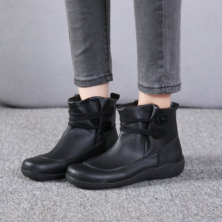 Women Snow Ankle Boots Waterproof Leather Orthopedic Shoes
