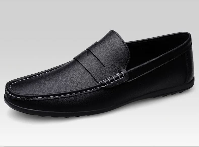 Luxury Men Leather Penny Loafers, Casual Straw Woven-Style Slip-On Flat Shoes With Convenient Elastic Band, Formal Shoes For Daily Wear, Wedding, Banquet, Office, Business Occasions In Spring And Autumn