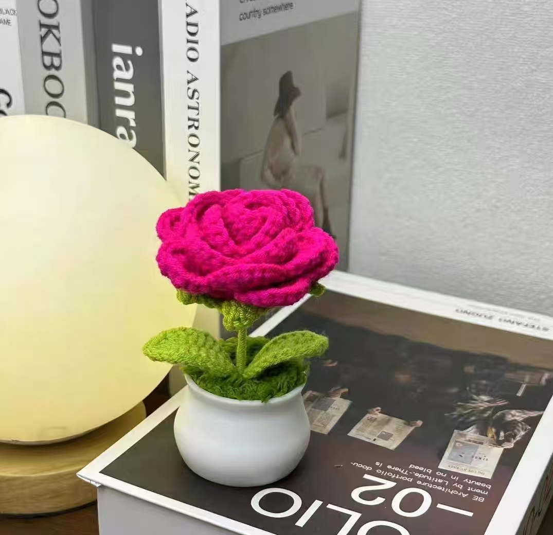 Hand-knitted & crocheted yarn flowers, home decorations, birthday gifts