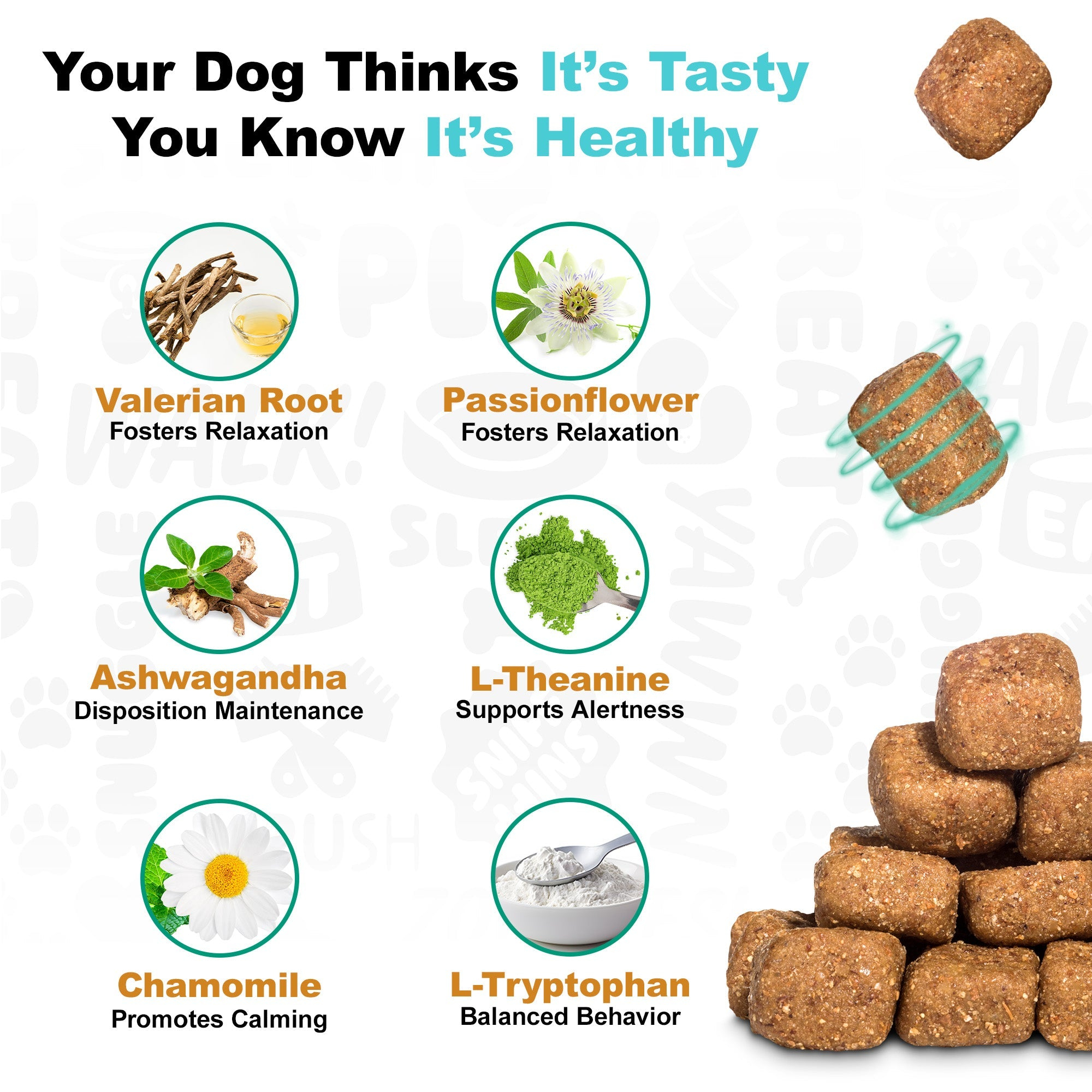 Dog Calming Soft Chews, Natural Daily Stress & Anxiety Support Supplement