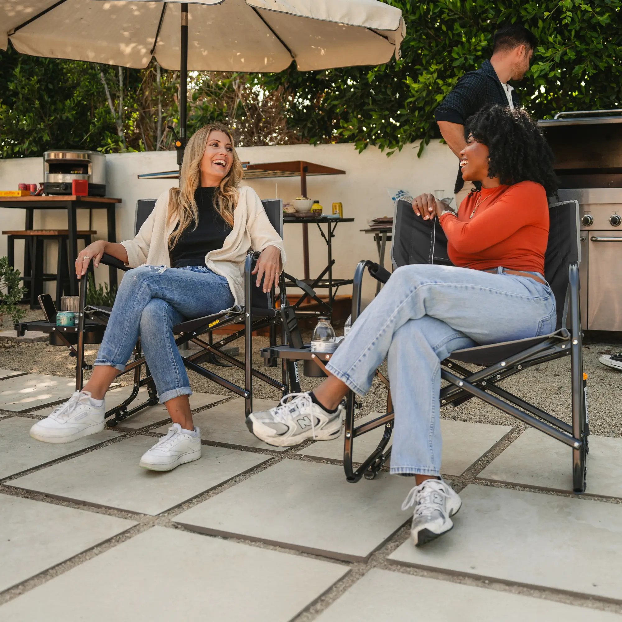 Buy 1 Get 1 Free - Foldable Rocking Chair With Side Table 