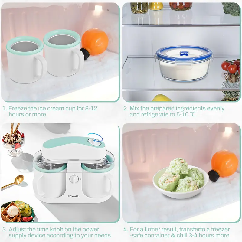Ice Cream Maker Machine With Two Ice Cream Bowls