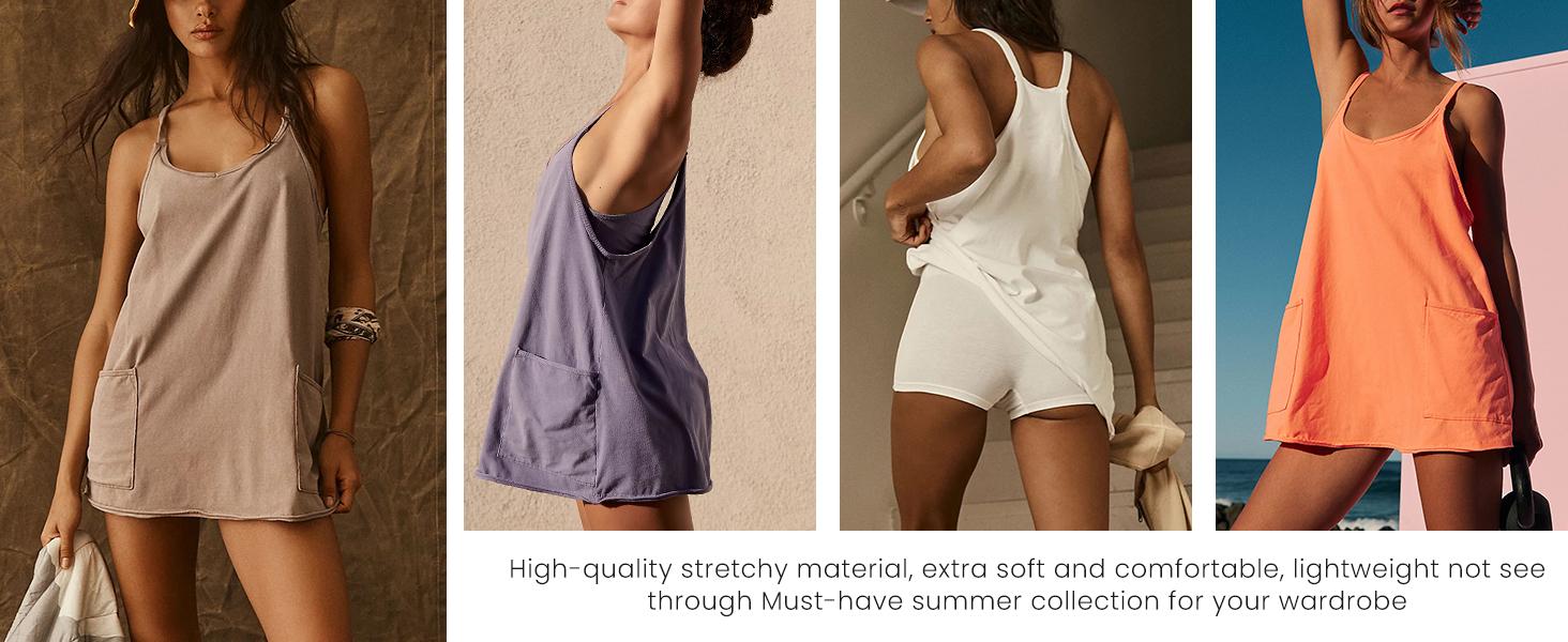 SCUSTY Women's Summer Sleeveless Mini Dress with Built-in Shorts V Neck Spaghetti Straps Athletic Shorts Tennis Dress with Pockets SCUSTY Women's Summer Sleeveless Mini Dress with Built-in Shorts V Neck Spaghetti Straps Athletic Shorts Tennis Dress with Pockets