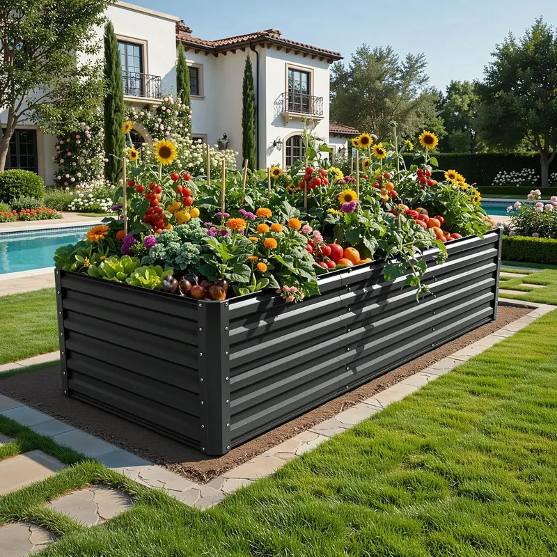 Outdoor Patio Raised Garden Bed Kit With Gloves & Tension Bar