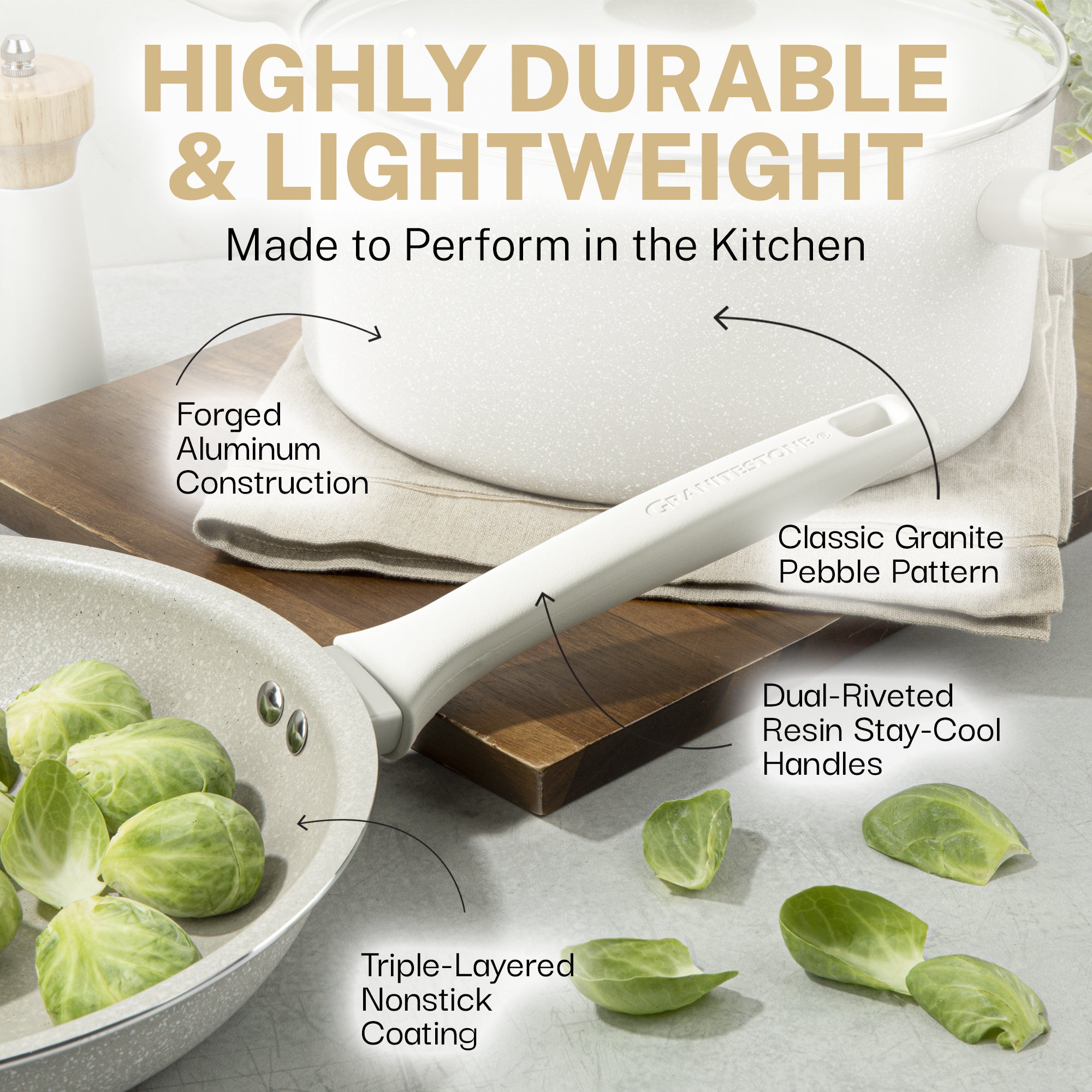 Granitestone Desert Collection 20 Piece Set with Utensils & Protectors