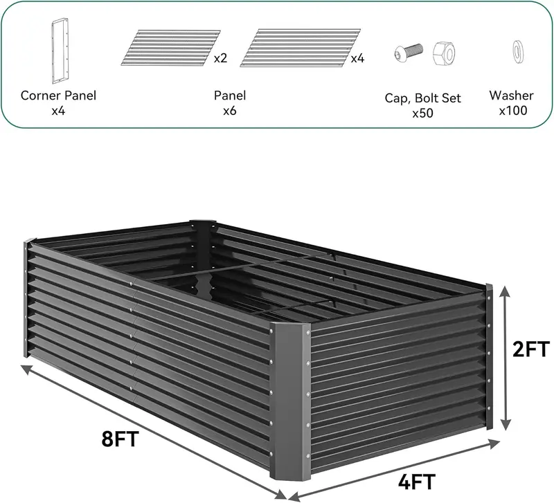 Outdoor Patio Raised Garden Bed Kit With Gloves & Tension Bar