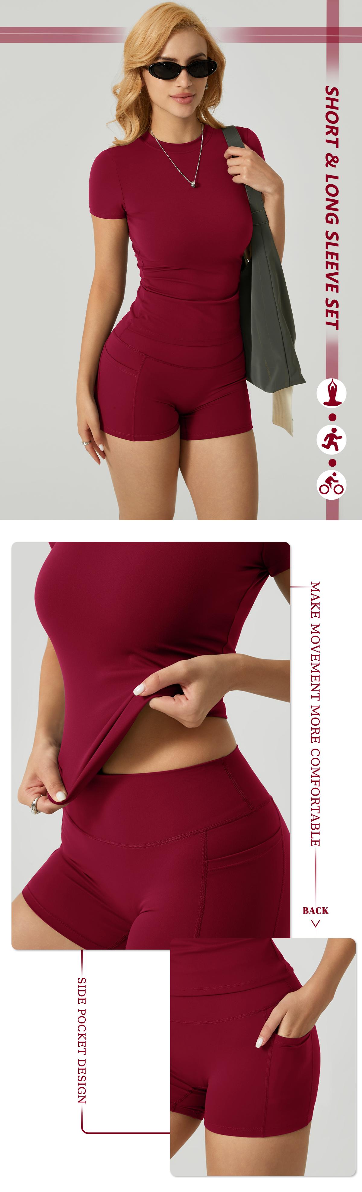 TimeOFF 5-Piece Solid Sports Tee Set Round Neck Slim Stretchy Ideal for Yoga Gym Workouts Women's Athletic Wear Sporty Style Clothes gym shirts workout tops oversized gym shirts Fitness Outfit,summerwins TimeOFF 5-Piece Solid Sports Tee Set Round Neck Slim Stretchy Ideal for Yoga Gym Workouts Women's Athletic Wear Sporty Style Clothes gym shirts workout tops oversized gym shirts Fitness Outfit,summerwins