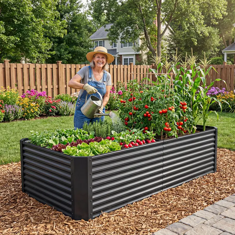 Outdoor Patio Raised Garden Bed Kit With Gloves & Tension Bar