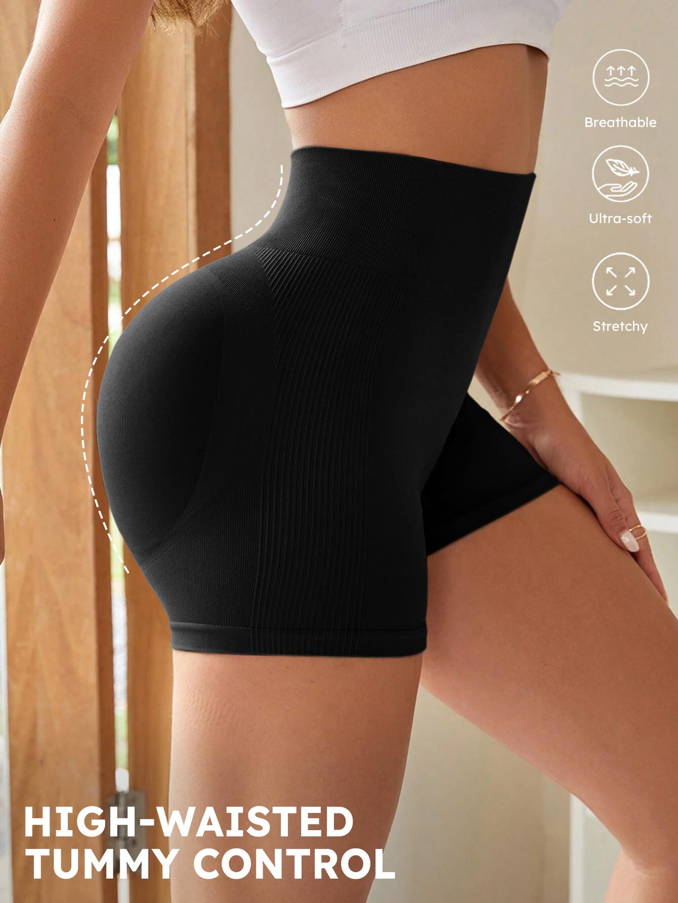 4-Pieces High Waist Tummy Control Side-Ribbed Butt-Lifting Seamless Knitted Shorts, Lightweighted Summer Shorts, Stretchy Womenswear Bottom Peachy Shorts 4-Pieces High Waist Tummy Control Side-Ribbed Butt-Lifting Seamless Knitted Shorts, Lightweighted Summer Shorts, Stretchy Womenswear Bottom Peachy Shorts