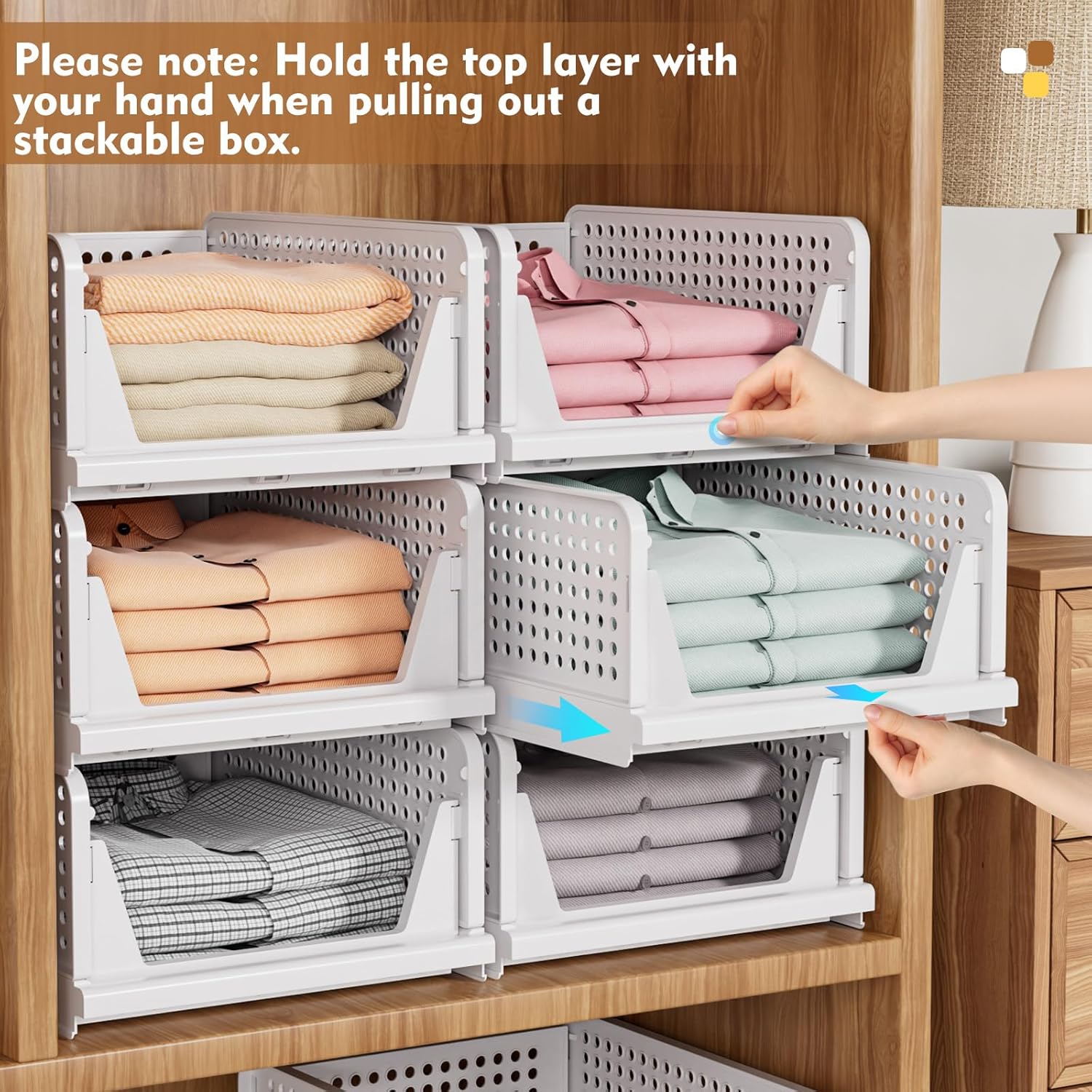 Multifunctional Stackable Closet Storage Basket(5 Pack)