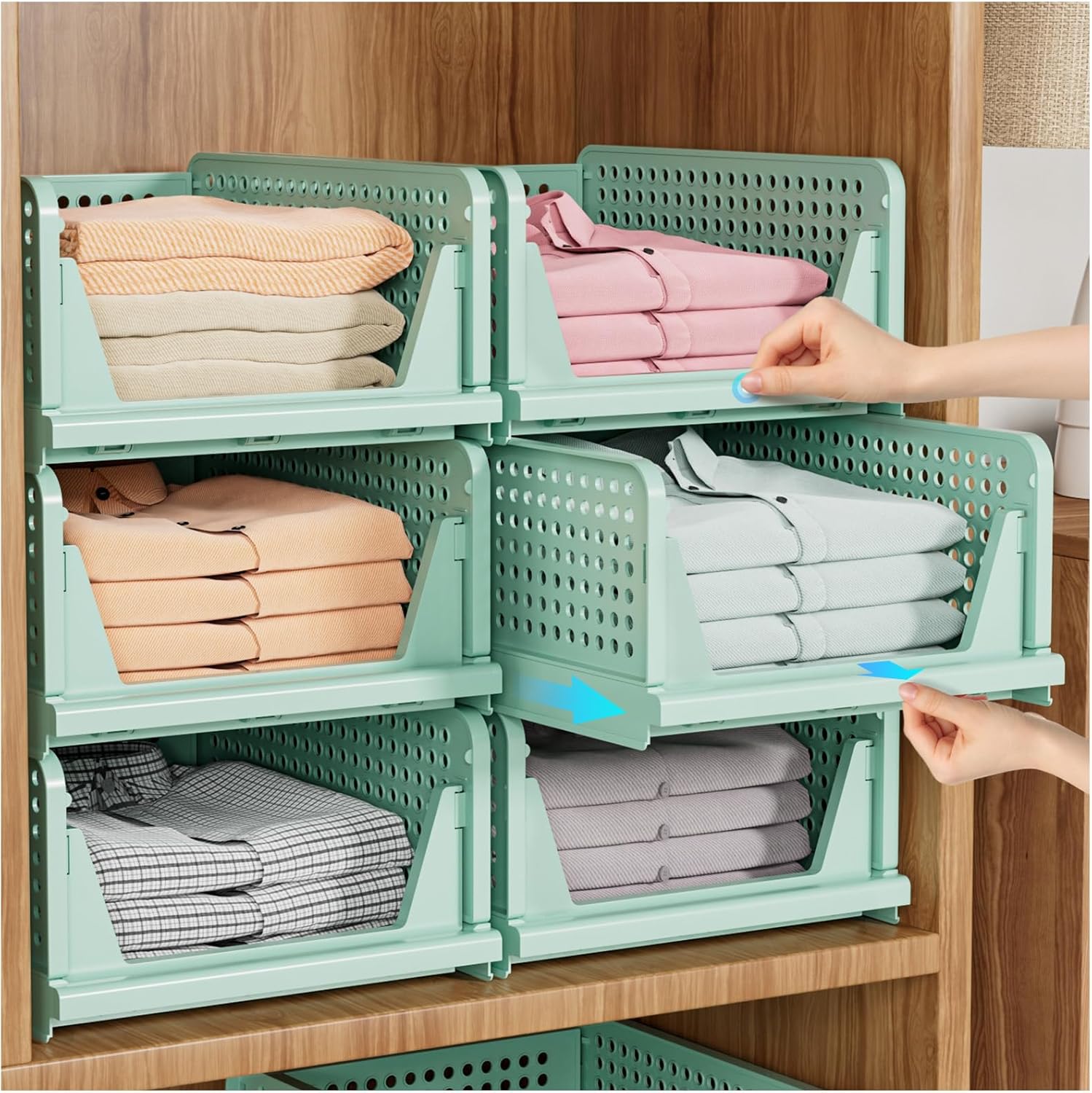 Multifunctional Stackable Closet Storage Basket(5 Pack)
