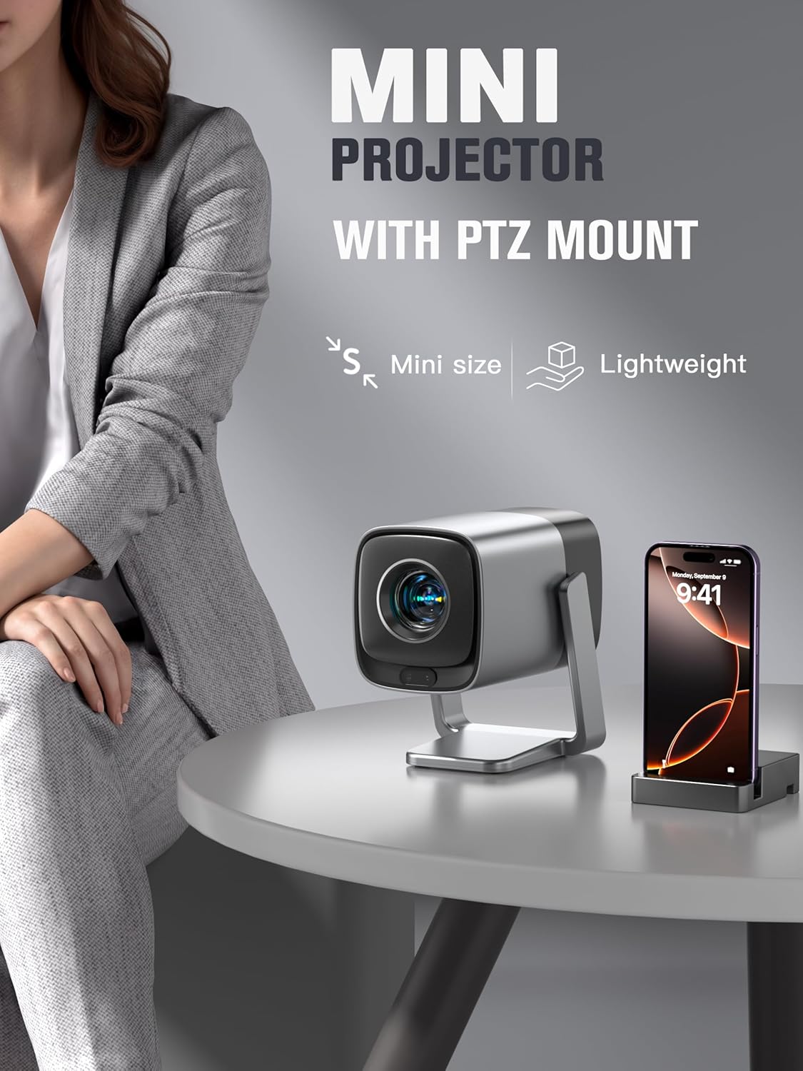 [Compatible with Netflix & TOF Real-time Focus] Smart Mini Projector with WiFi ,Bluetooth and APP