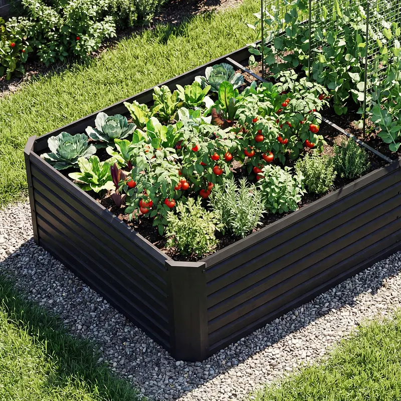 Outdoor Patio Raised Garden Bed Kit With Gloves & Tension Bar