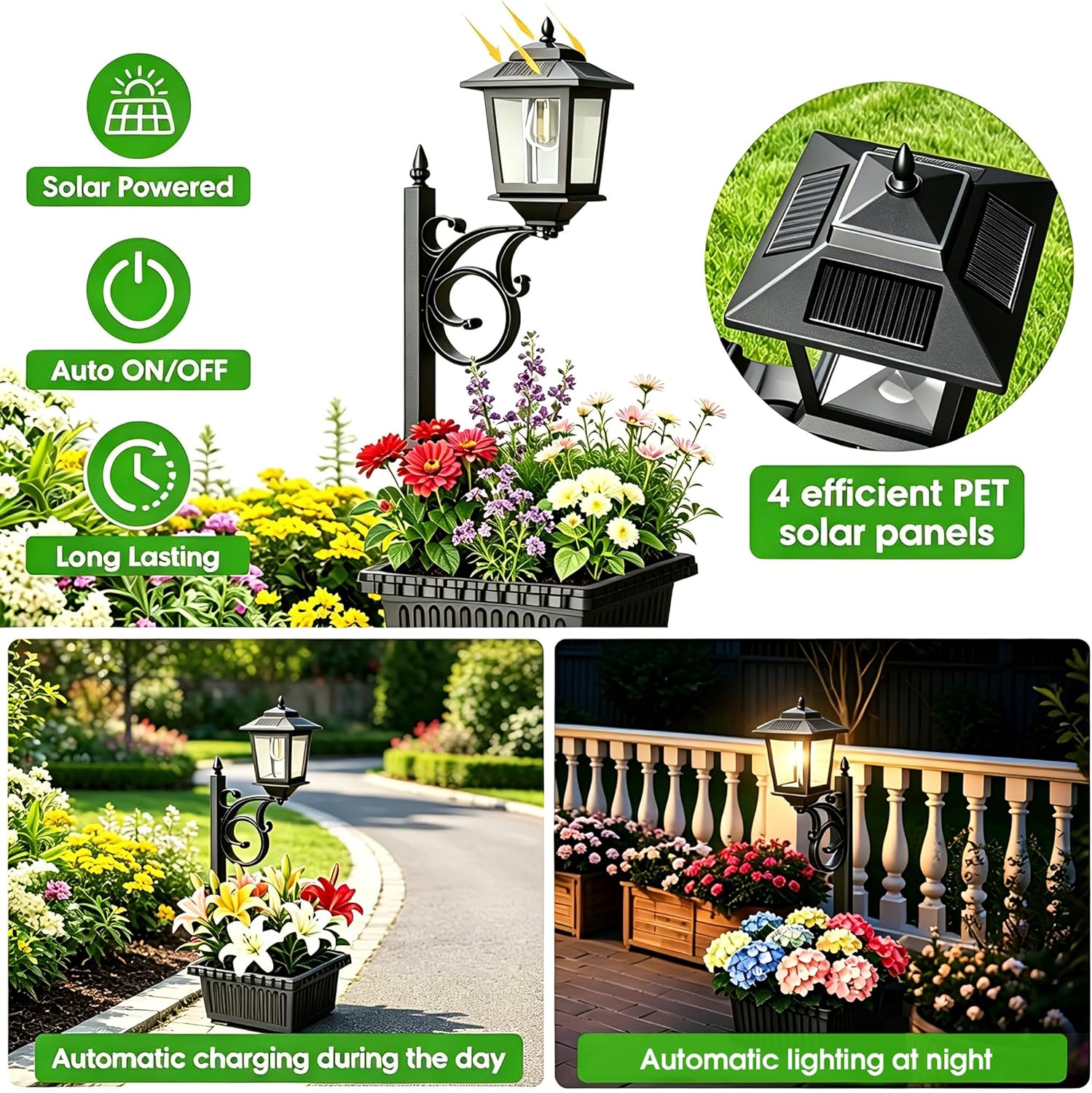 2 in 1 Solar Outdoor Flower Pots