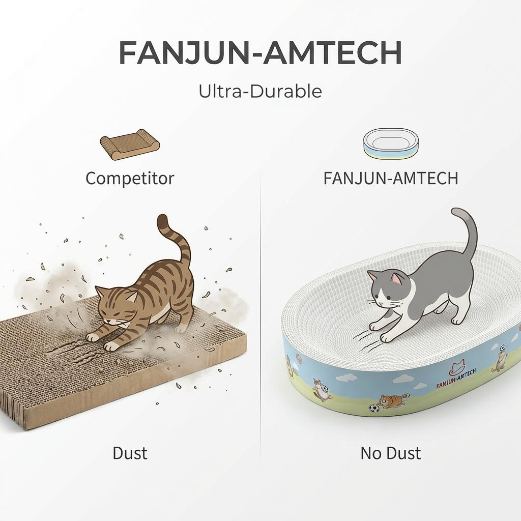 SummerVibes petlovers FANJUN-AMTECH 2-in-1 Cartoon cat scratcher bed,Play & Rest Design, No Paper Scraps, Wear-Resistant, Anti-Overturning, High-Hardness Plant Fiber Corrugated Paper, Plastic-Free, Safe Eco-Friendly Cool Cat Supply outdoorfun