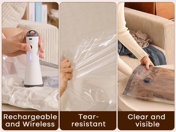 【Mother's Day Gifts ideas 】VACBIRD 2026 Upgraded X7 Cordless Vacuum Bag Set，Summer Vibes Vacuum Bags for Travel with Rechargeable  Pump, 15 Pack Carry-on Packing Bags for Luggage and Suitcase, Space Saver for Clothes and Clothing Travel Zipper Pouches