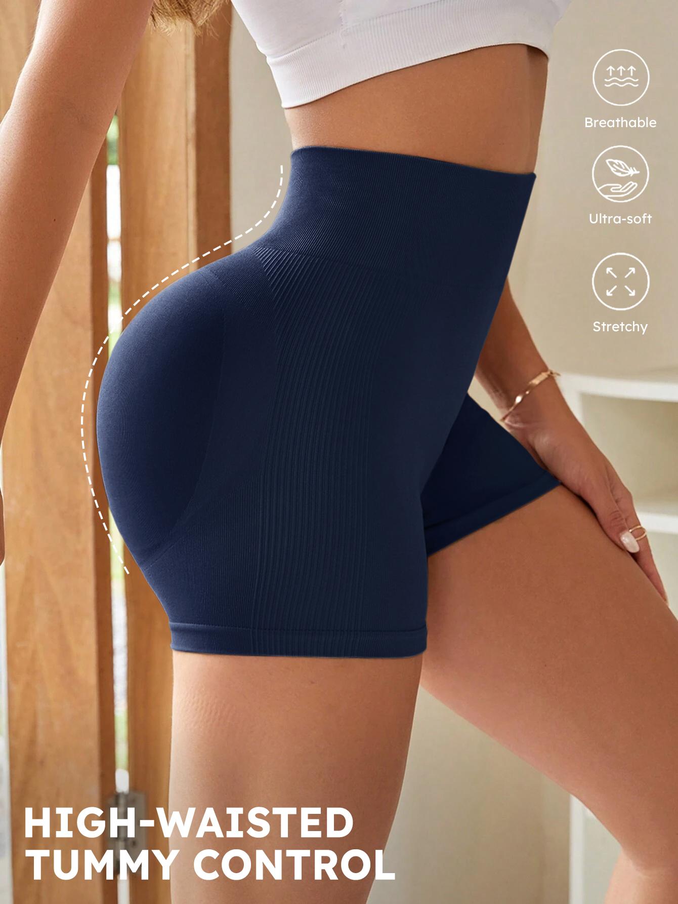 4-Pieces High Waist Tummy Control Side-Ribbed Butt-Lifting Seamless Knitted Shorts, Lightweighted Summer Shorts, Stretchy Womenswear Bottom Peachy Shorts 4-Pieces High Waist Tummy Control Side-Ribbed Butt-Lifting Seamless Knitted Shorts, Lightweighted Summer Shorts, Stretchy Womenswear Bottom Peachy Shorts