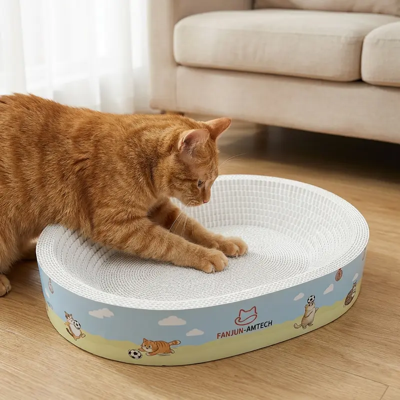 2-in-1 Cartoon Cat Scratcher Bed