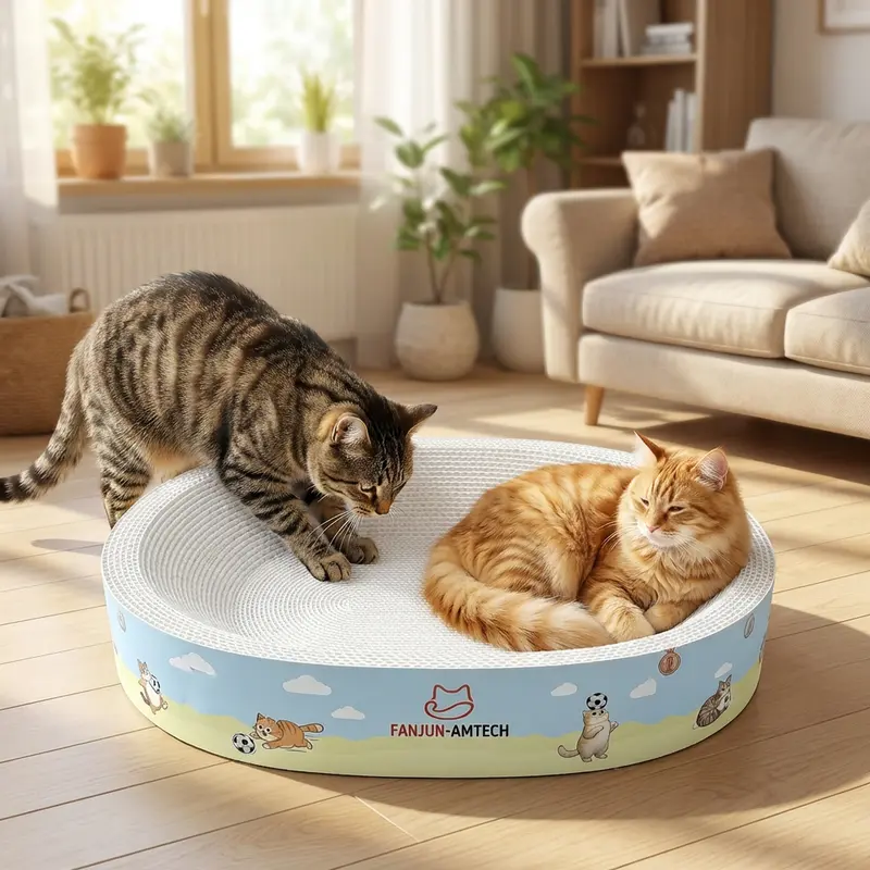 2-in-1 Cartoon Cat Scratcher Bed