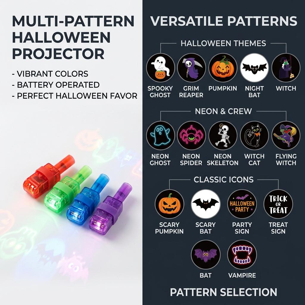 36Pcs Halloween Finger Lights, 18+ Projection Patterns LED Light Rings, Glow Finger Toys for Kids, Party Favor, Halloween Party Decorations & Gifts
