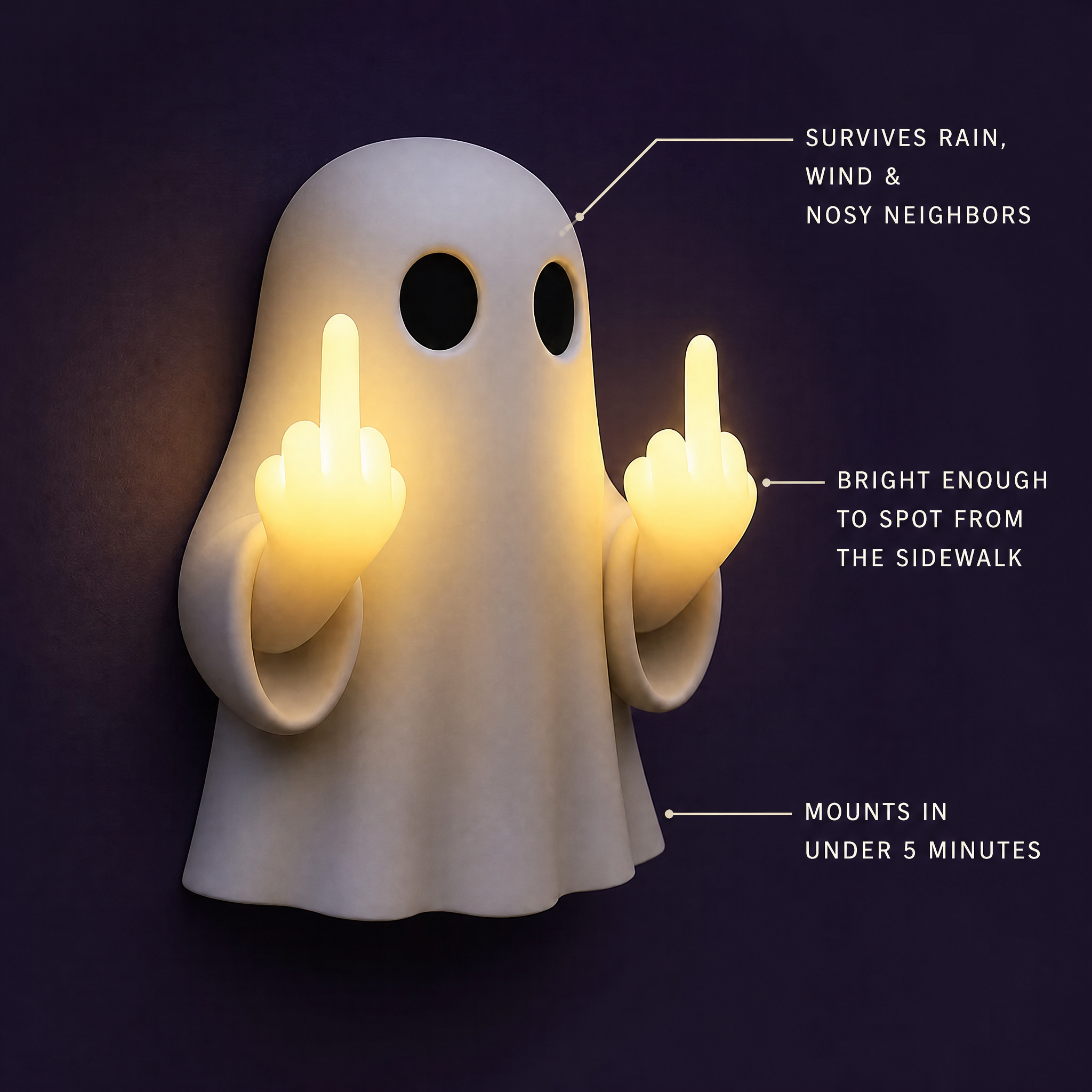 👻 Halloween Ghost Middle Finger Glow Night Light