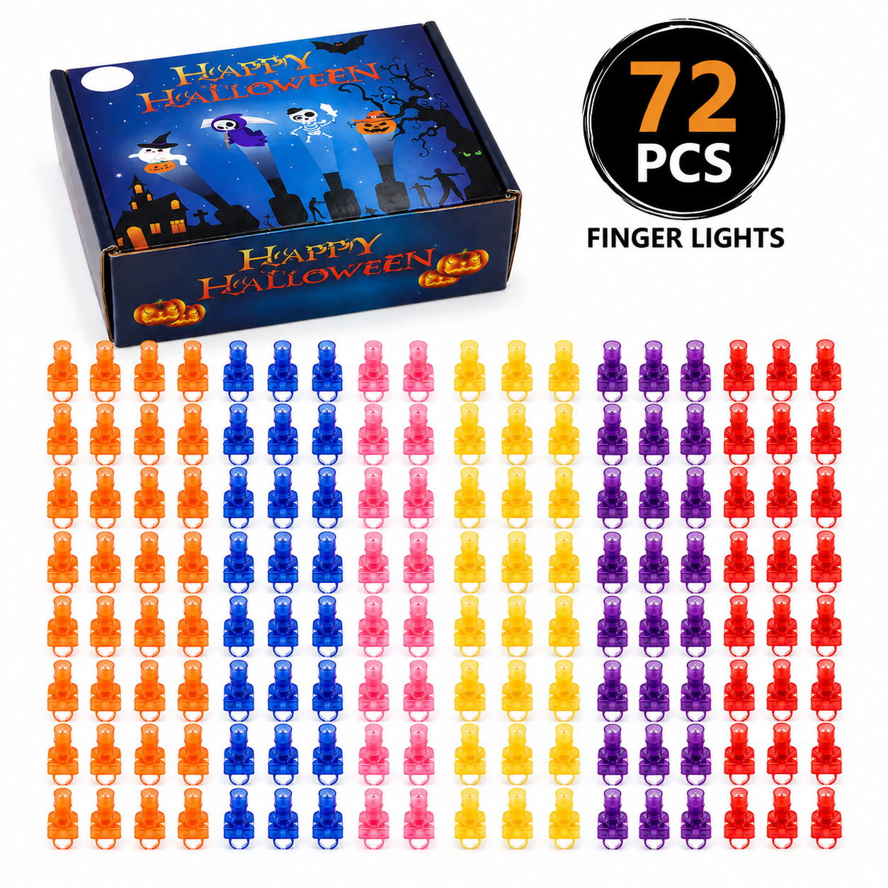 36Pcs Halloween LED Finger Lights with  Projection Patterns - Glow Finger Toys for Kids Party Favors