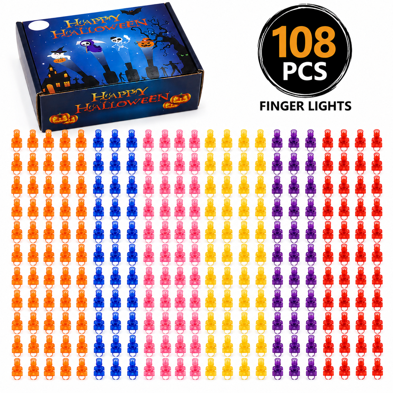 36Pcs Halloween LED Finger Lights with  Projection Patterns - Glow Finger Toys for Kids Party Favors
